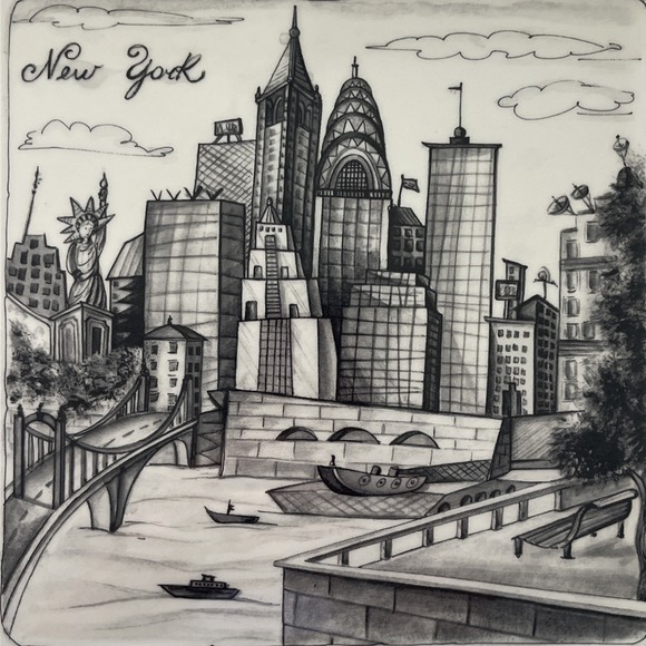 Brunelli‎ Cities Series New York 10" Plate Made In Italy - Picture 2 of 11